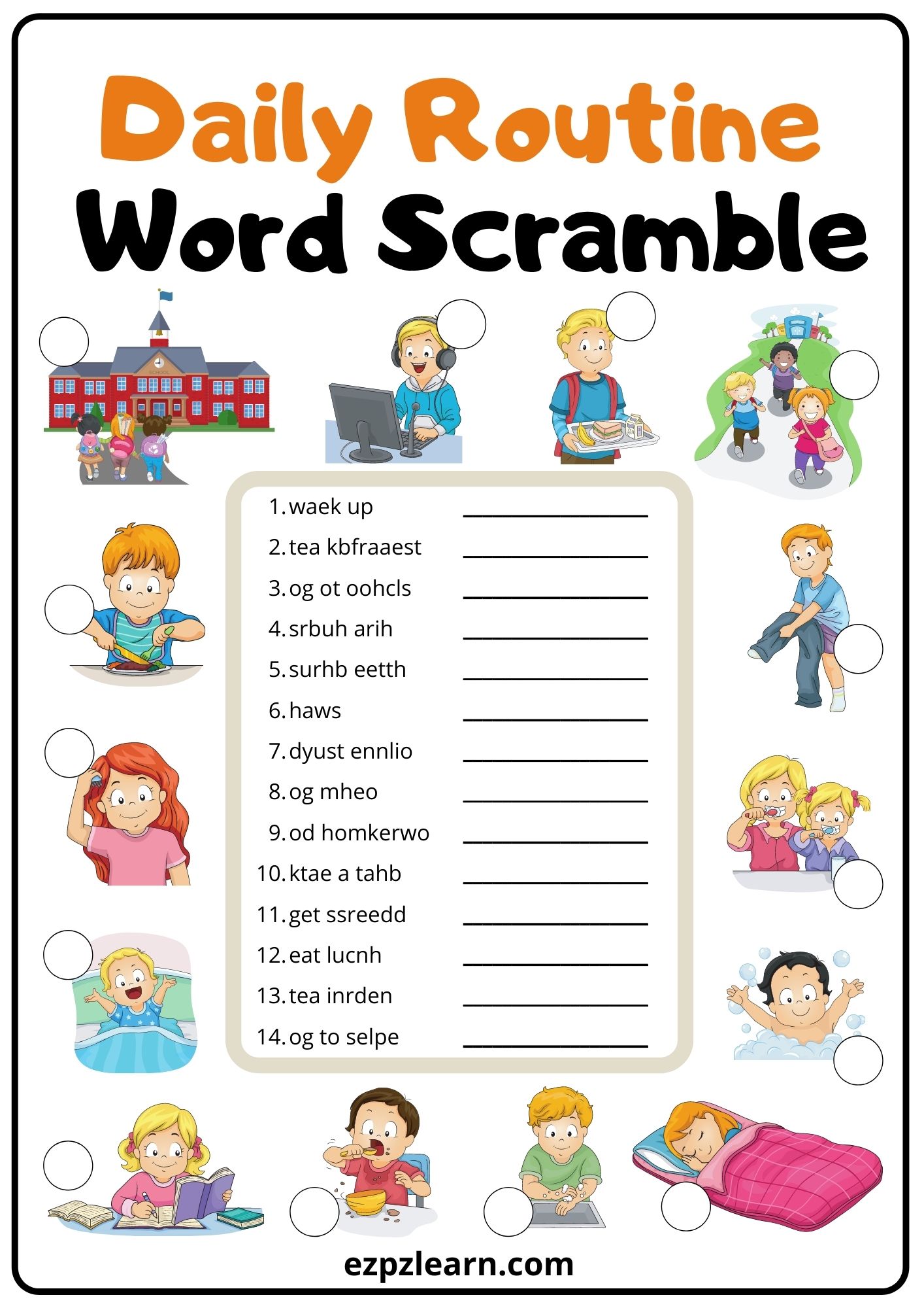 Morning Routine Word Search Puzzle 171